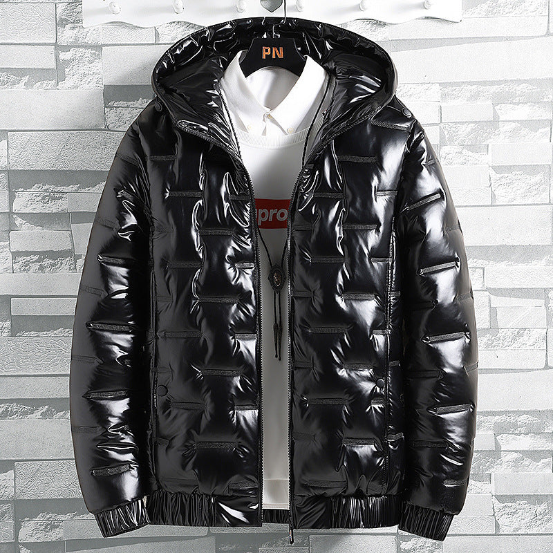 Winter Warm Men'S New Hooded Jacket Casual Shiny Cotton Coat Short