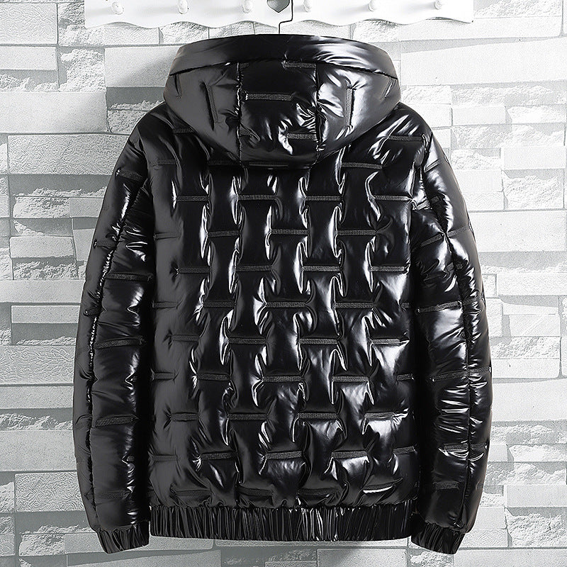 Winter Warm Men'S New Hooded Jacket Casual Shiny Cotton Coat Short